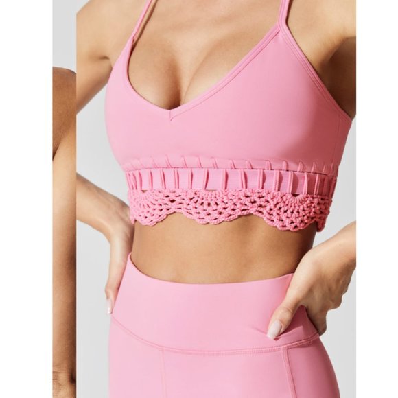Carbon38 Tops - NWT CARBON38 MACRAME CROCHET PINK SPORTS BRA TOP M